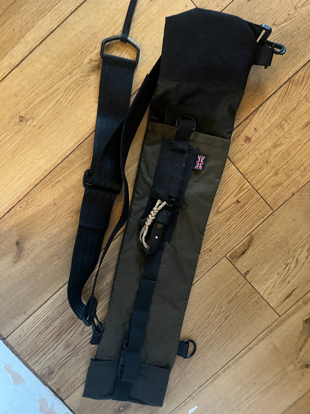 Bushcraft folding saw case wax cotton roll top and sling