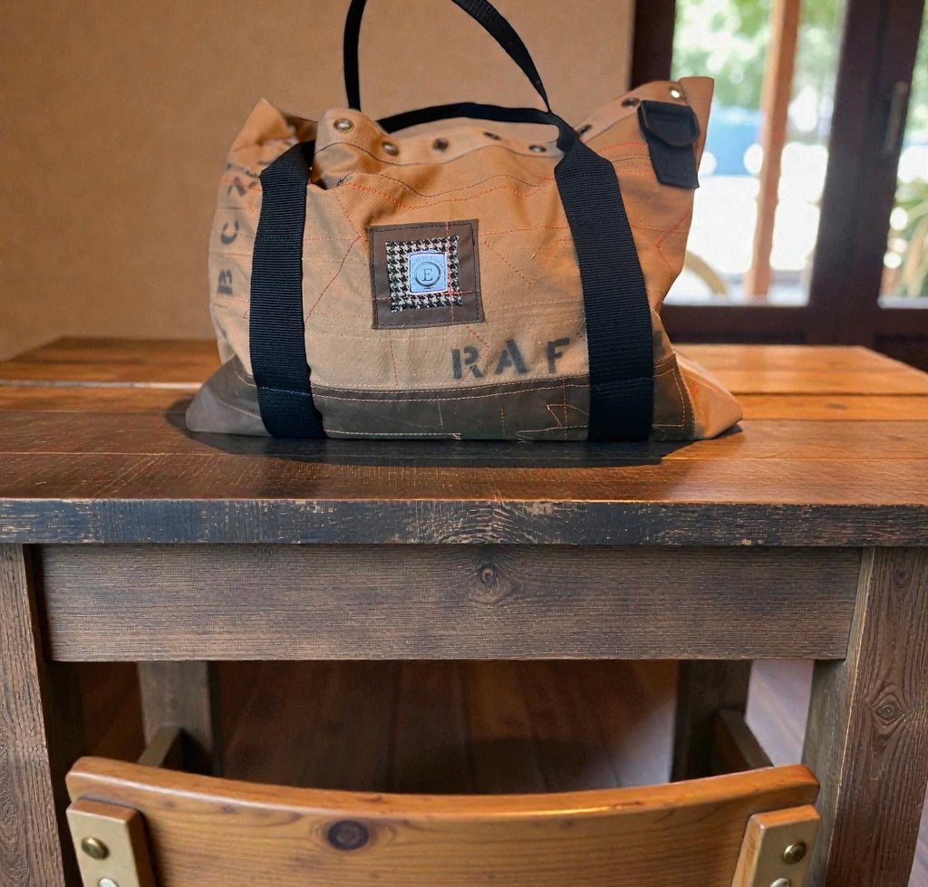 Mens overnight bag, made from Parachute stowage bag, ex RAF