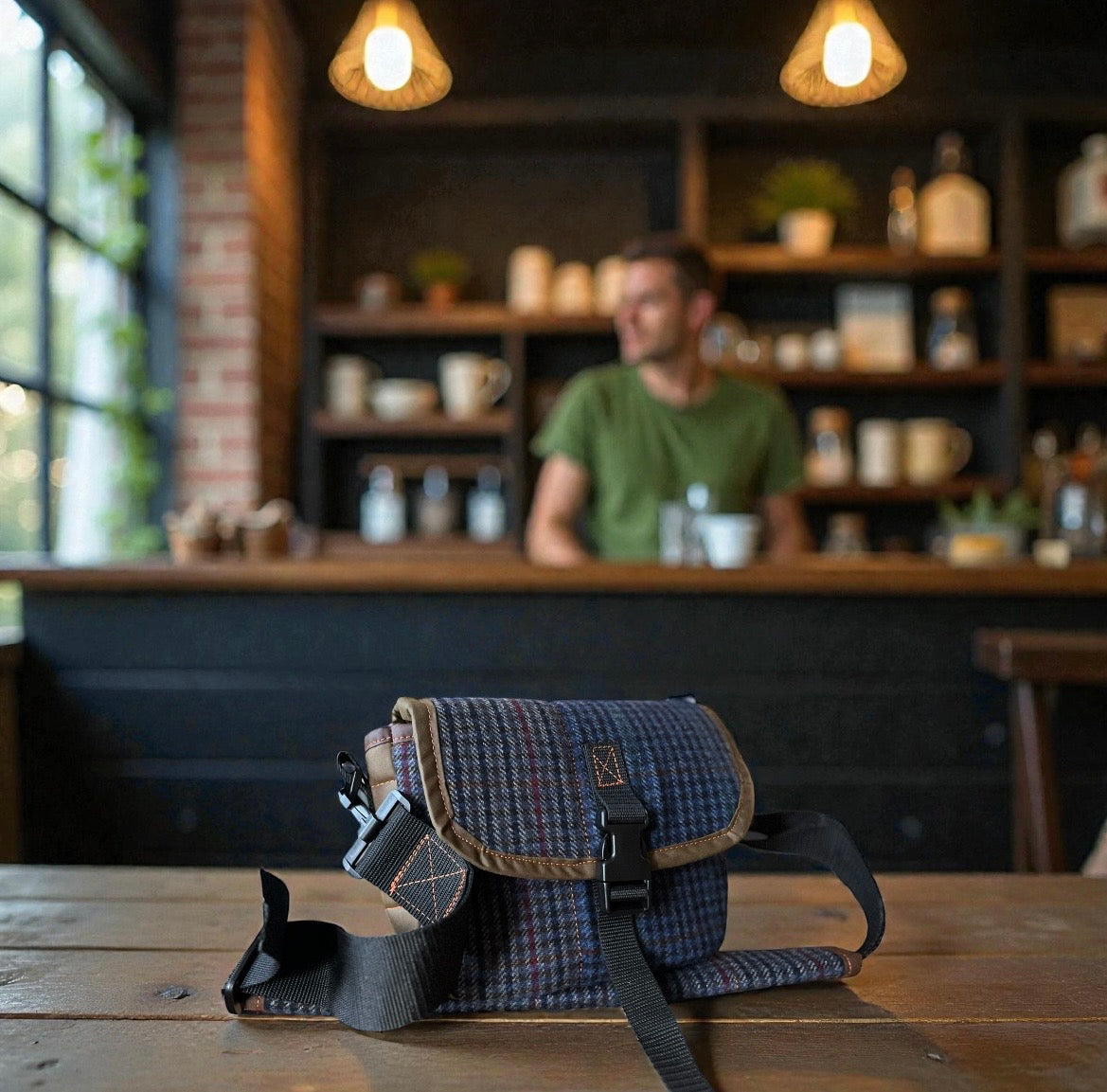 12G Shotgun shell satchel, or doggo walking satchel, one off tweed and waxcotton, padded case