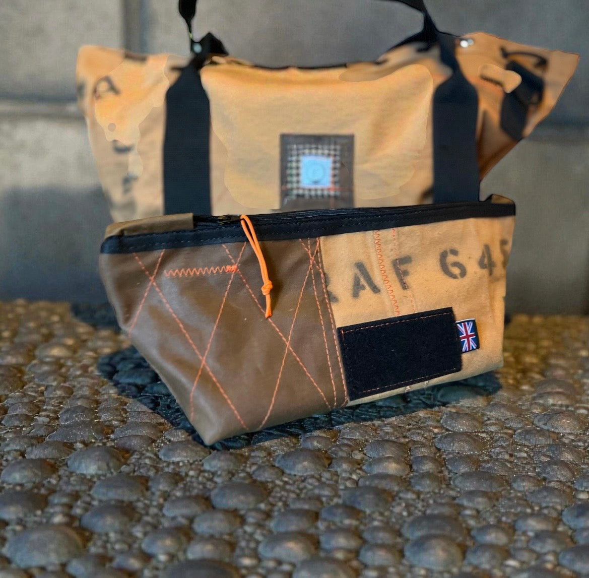 Mens overnight bag, made from Parachute stowage bag, ex RAF