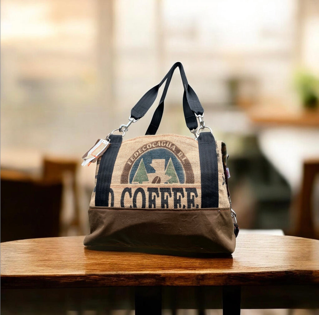 Large Jute and wax cotton overnight Duffle bag,