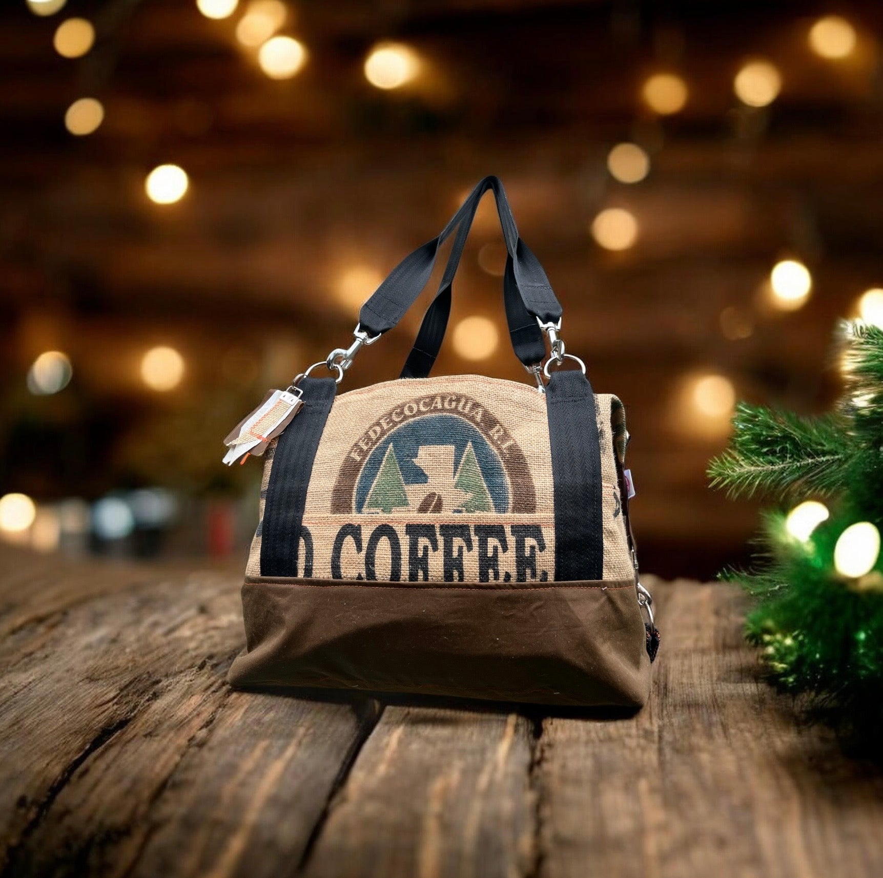 Large Jute and wax cotton overnight Duffle bag,
