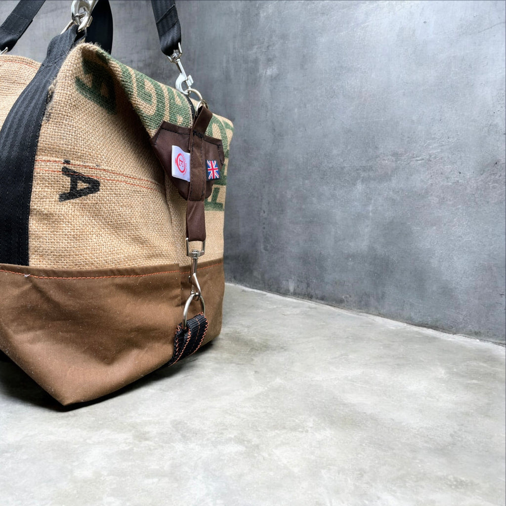 Large Jute and wax cotton overnight Duffle bag,