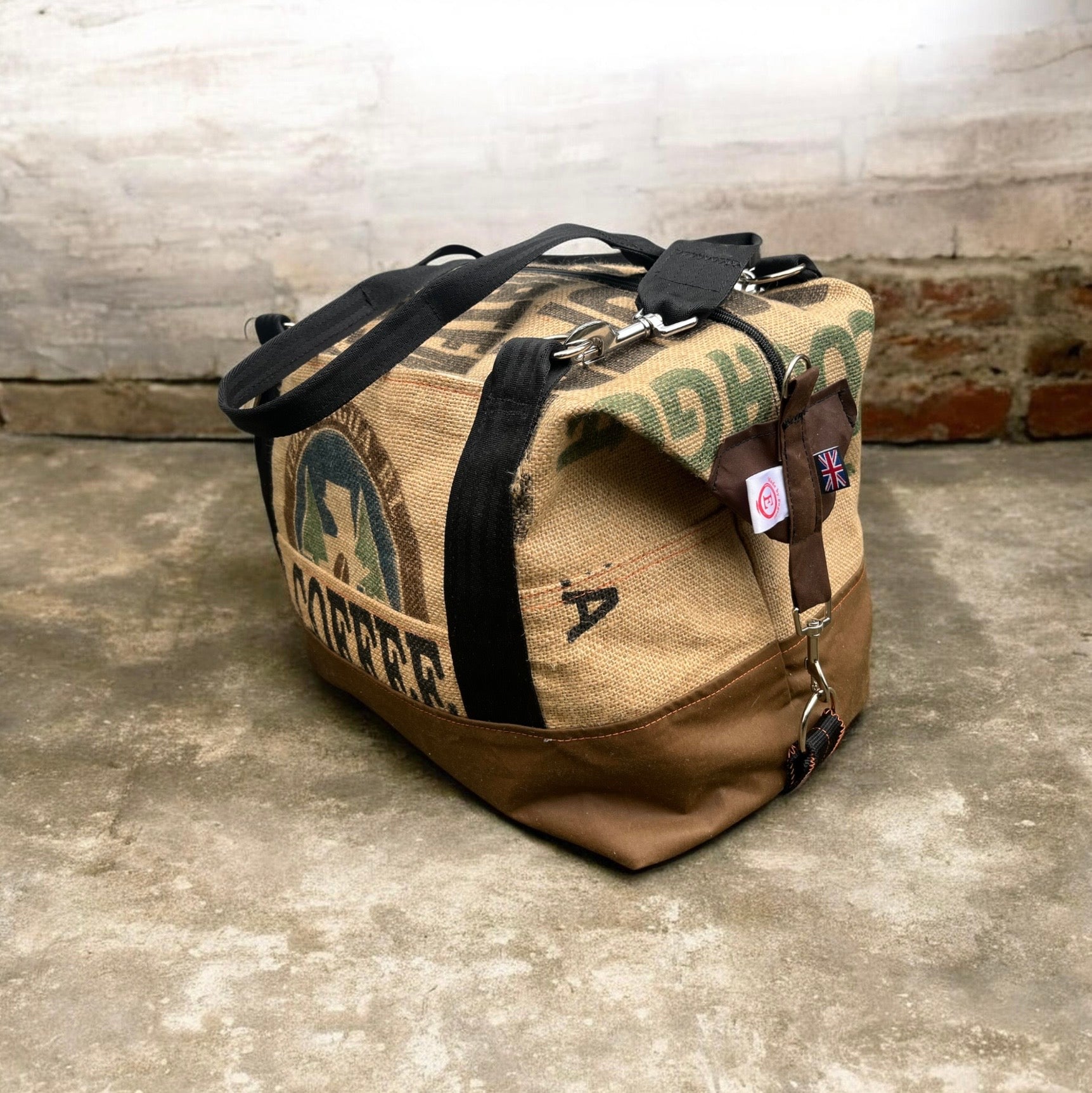 Large Jute and wax cotton overnight Duffle bag,